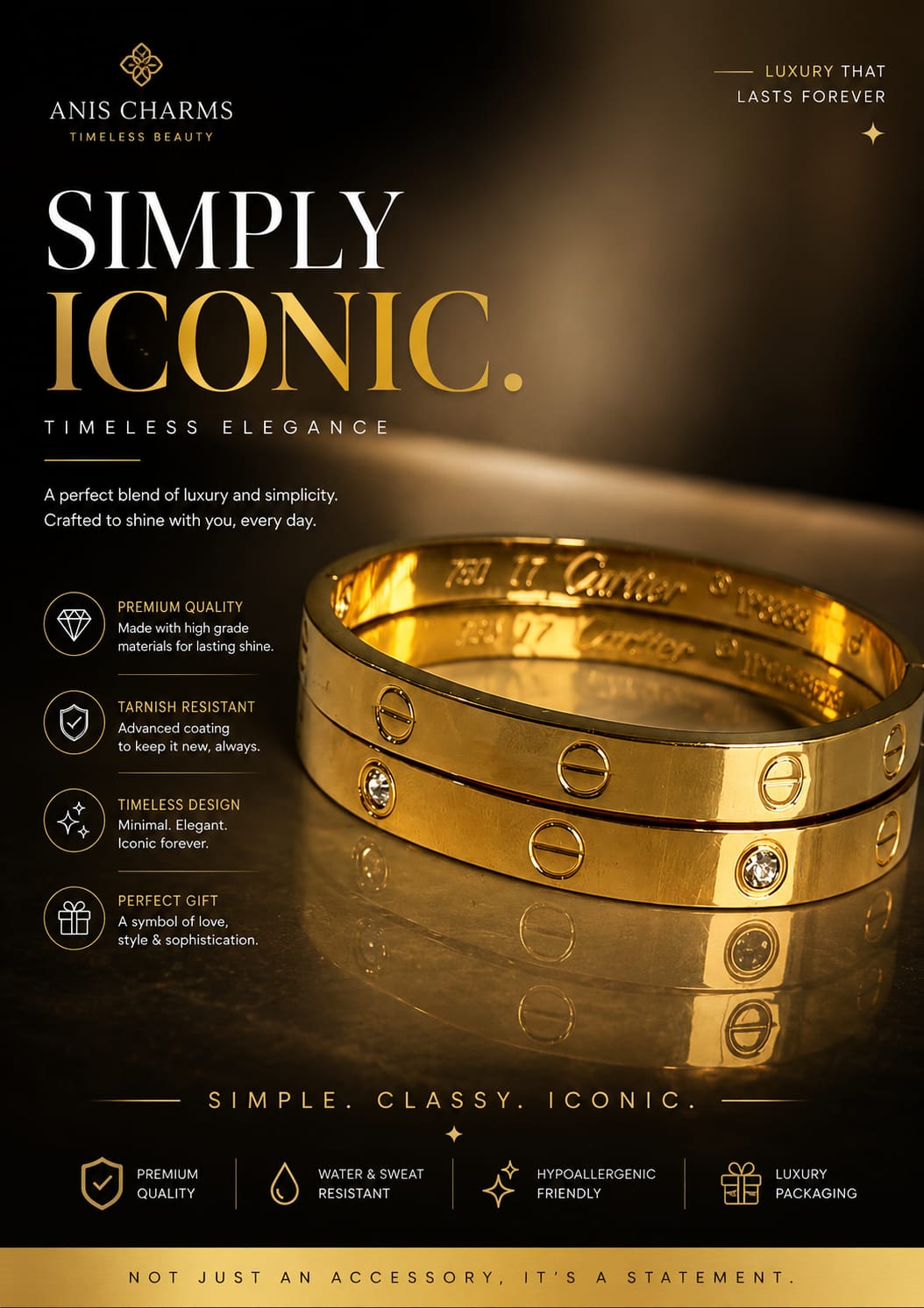 Tone Screw-Design Bracelet
