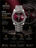 Luxury Red Dial Stainless Steel Watch