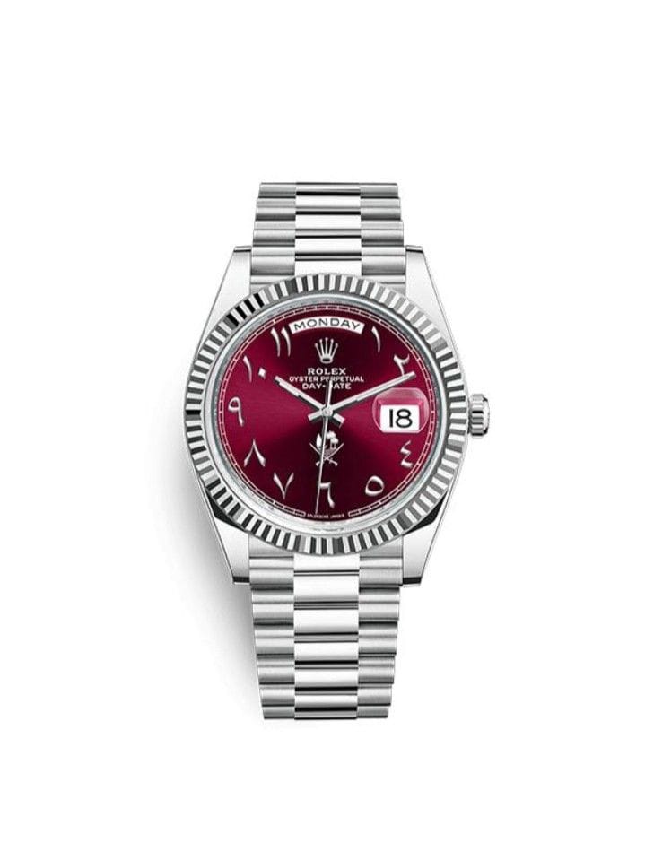 Luxury Red Dial Stainless Steel Watch