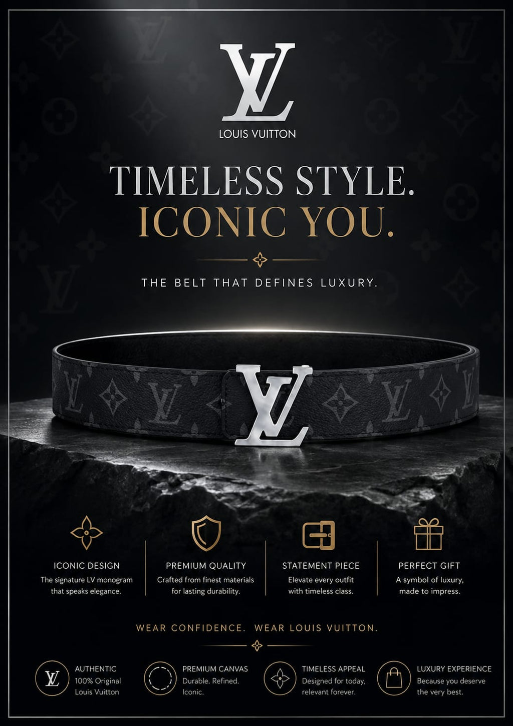 Luxury Monogram Leather Belt