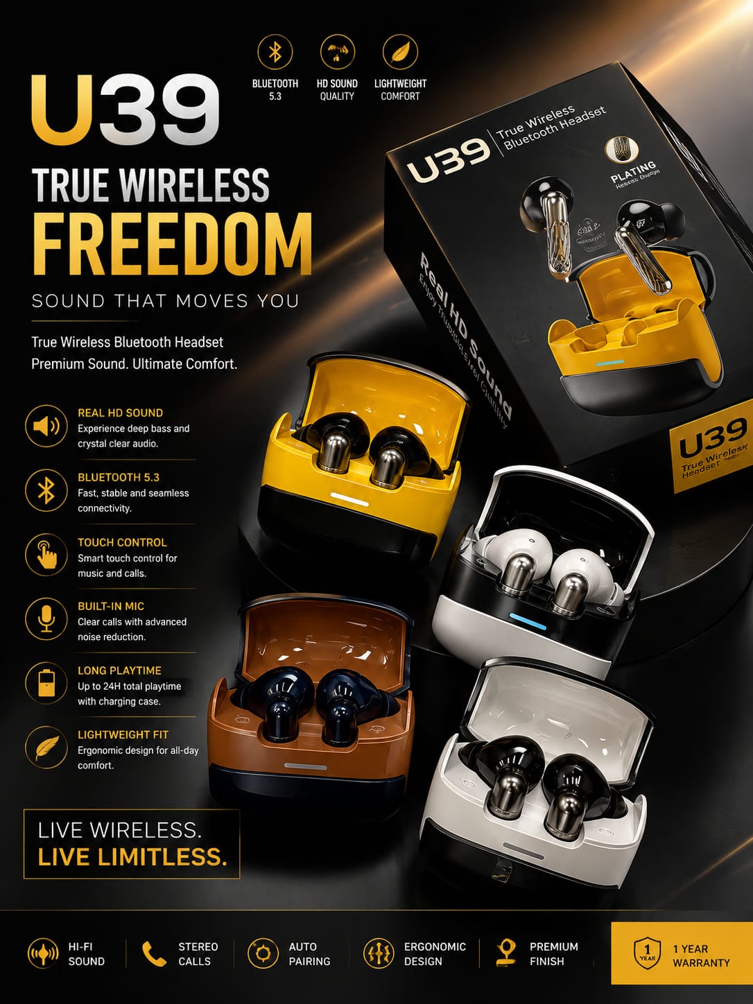 UB9 True Wireless Bluetooth Headset